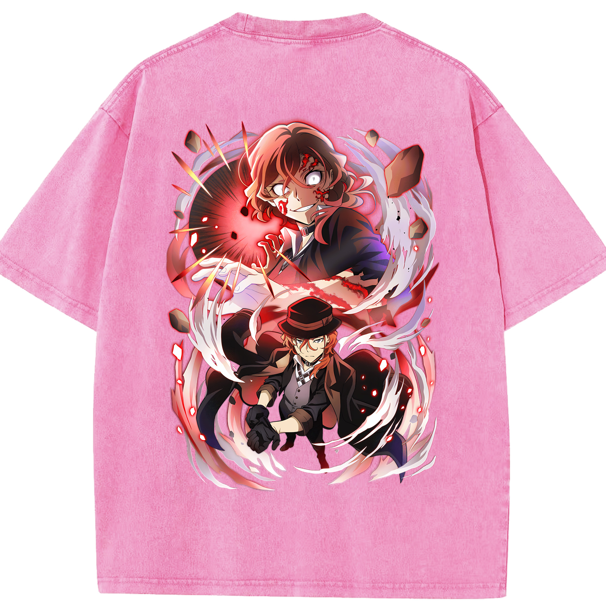 （画像用） 文豪ストレイドッグス Bungo Stray Dogs 綿100% ヴィンテージ風 半袖Tシャツ（背面プリント）